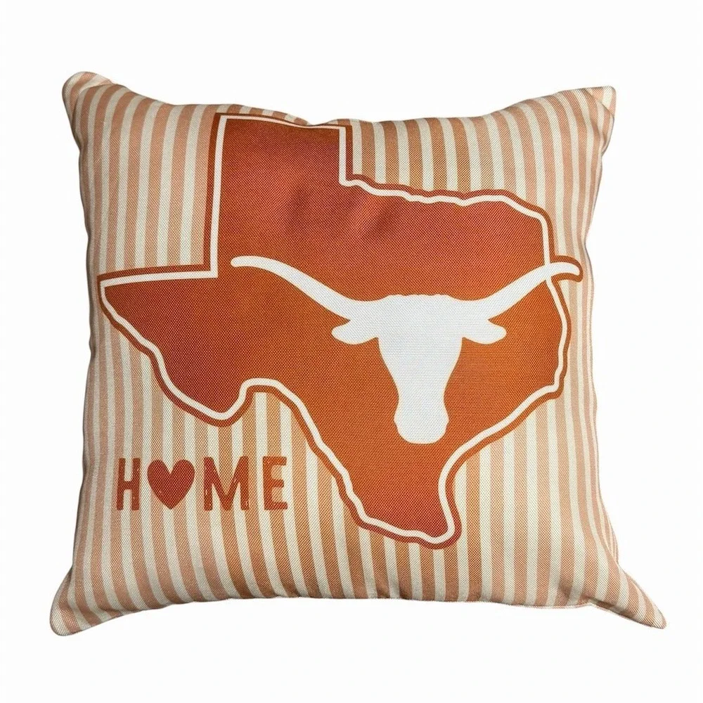 Texas Longhorns Home State Outline‎ Logo Striped Decorative Throw Pillow